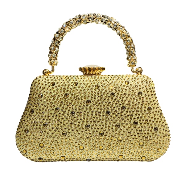 Rhinestone Bag Elegant Banketter Bryllup Clutch Lady Pung Håndtaske Gold