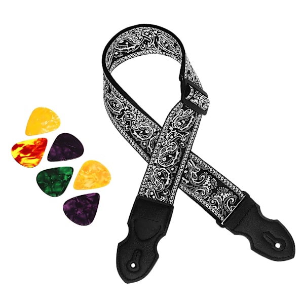 Gitarrband med 6 Plektrum Läderändar Gitarrband Present till Gitarrister