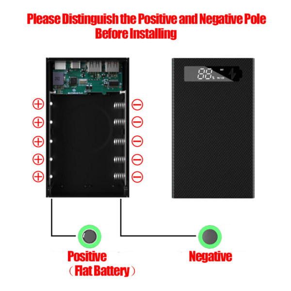 5x18650 Power Bank för Case Extern Batteriladdning Förvaringslåda för skal För Laddning Telefon Bärbar Laddare Batteri fo Black