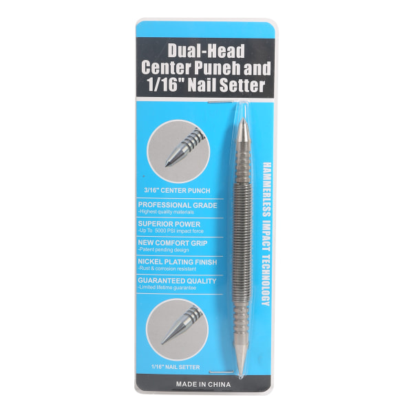 Center Puncher Metal Center Spring Nail Punch Tool Dubbel för huvud Spik för huvud
