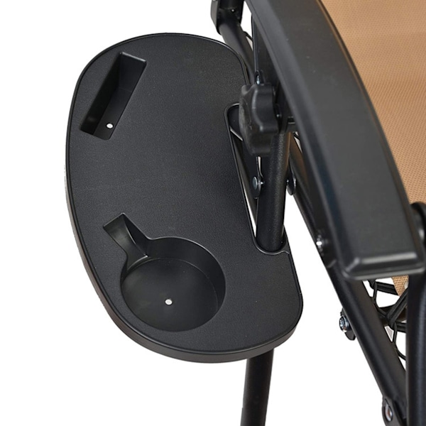 Lounges Chair Cup Holder Tray & Mobiltelefon Slot Clip på Sidor Cup Table Tray Khaki