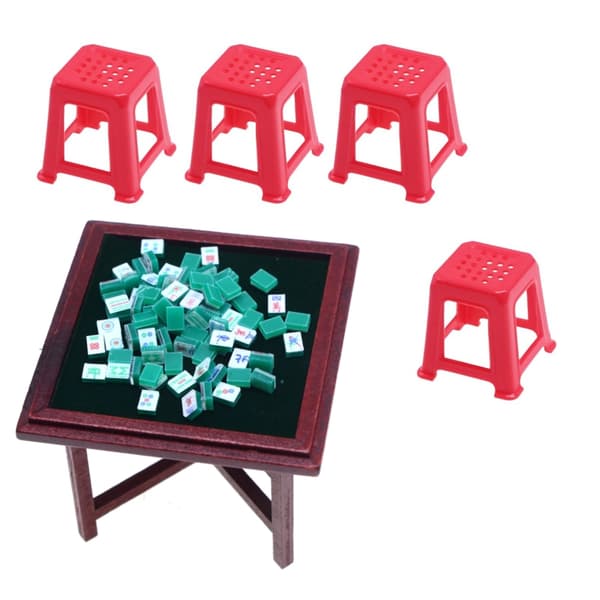 Realistiskt Mahjong Brickset Bord Dockhus Realistisk Mini Storlek Samling