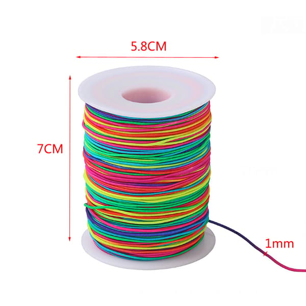100m Regnbue Farverig Elastisk Snor 1mm Tråd Stretch String Håndværk DIY Smykker