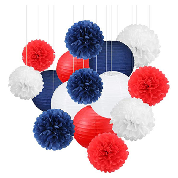 15 st hängande papper bolllyktor silkespapper poms poms blomma honeycomb bollar