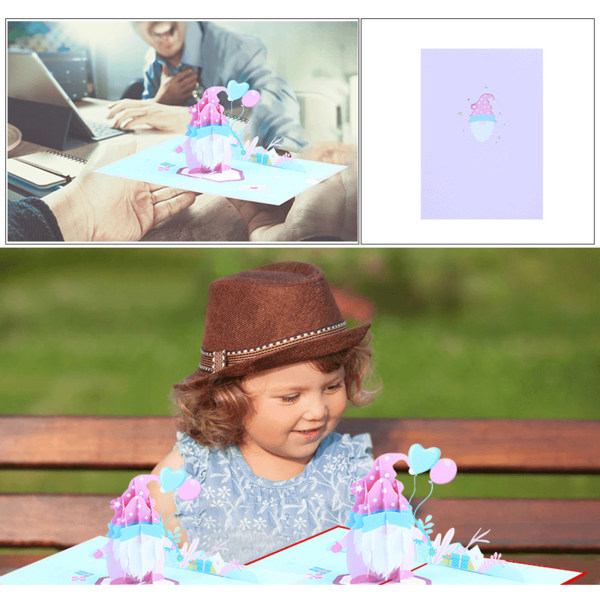 3D för pop-up-kort Alla hjärtans dag Gnome gratulationskort för hustru make älskare Vykort med kuvert för bröllop alla tillfällen Red