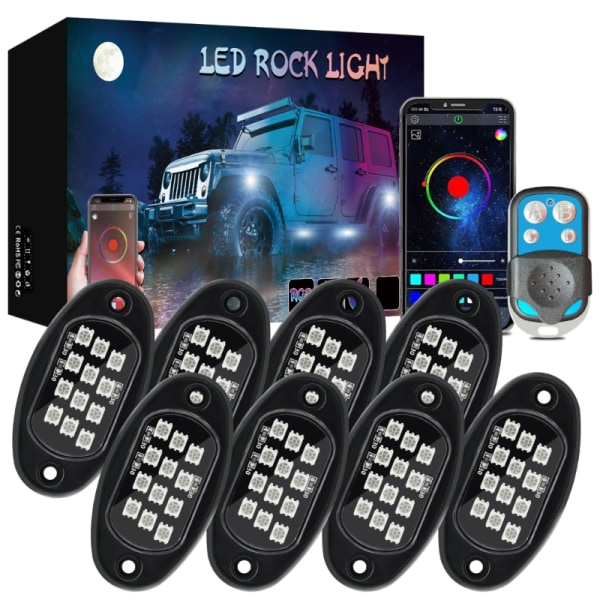 Biltillbehör LED Rock Lights 12 LEDs Underglow Lights Vattentät Trail Rig lampa för lastbilspickuper null - 4