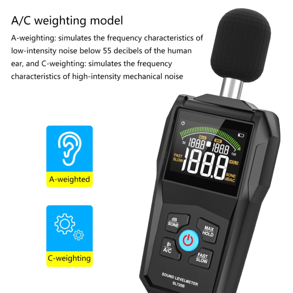 Digital ljudnivåmätare Decibelmätare 30-130dB Ranges Noise Meter Handheld