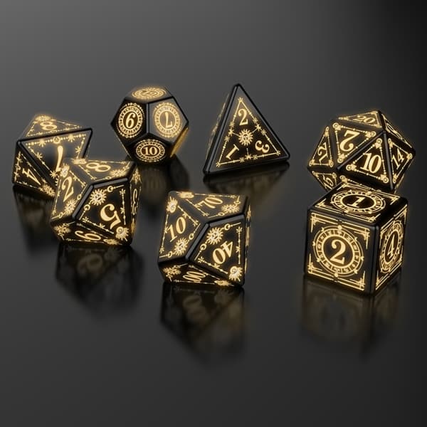 7 st polyhedral tärningar uppladdningsbara LED-tärningar rollspel speltillbehör