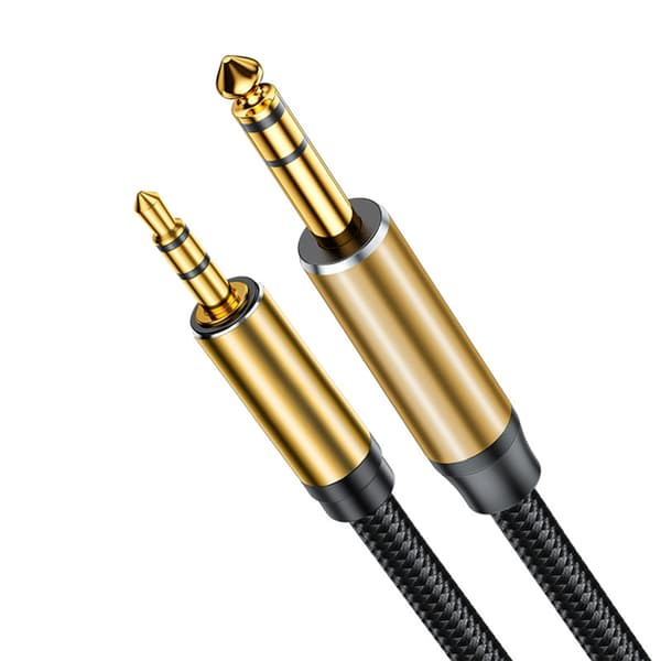 3,5 mm til 6,5 mm kabel 1,5 m nylonvævet til trommemaskine og lydforbindelse