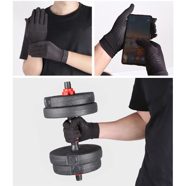 1 par kompressionshandskar med full finger elastisk koppar smärtlindring sport handskar XL