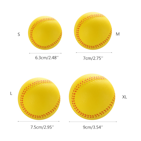 Elastisk Solid Practice Baseball, Blød PU Baseballs Træningsbold til Praksis Yellow 9cm