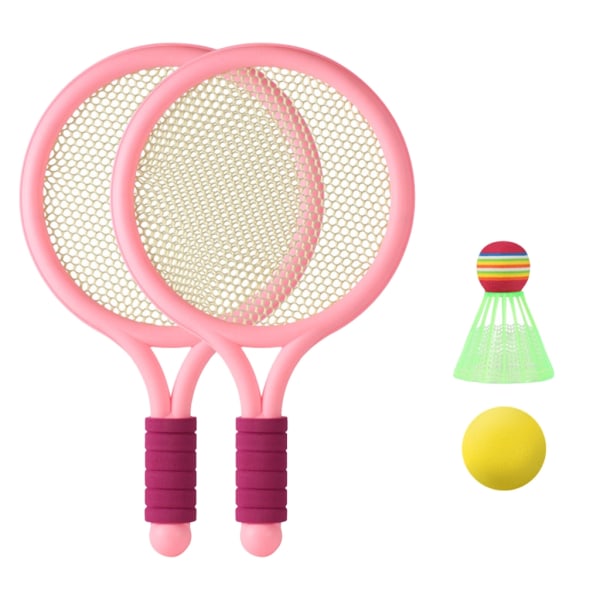 Barn tennisracket set med bollar PVC tennisracket leksakssats för toddler barn utomhus inomhus sport strandaktiviteter Pink