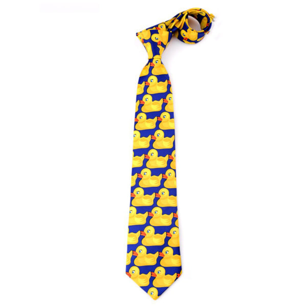 Mænd Kvinder Funny Yellow Duck Printet Necktie Imitation Silke Cosplay Party Busines