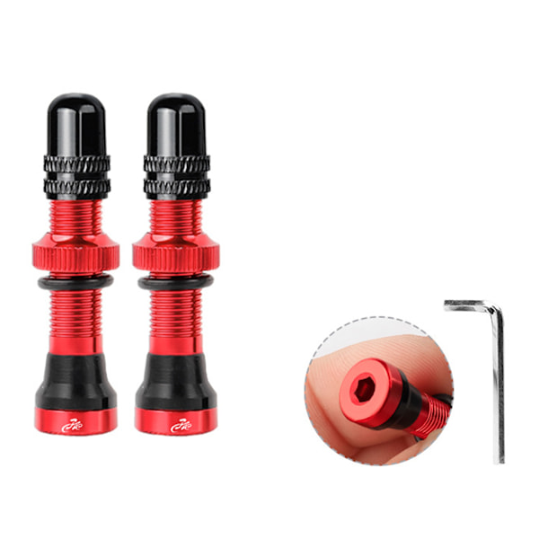1 par cykelventiler 40mm CNC-bearbejdet anodiseret nippel til MTB landevejscykel slangeløse dækfælge Red StyleB