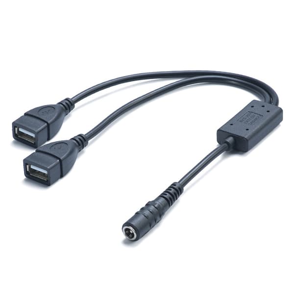 DC5.5x2.1mm til dobbel USB strømadapterkabel for lading av 2 enheter