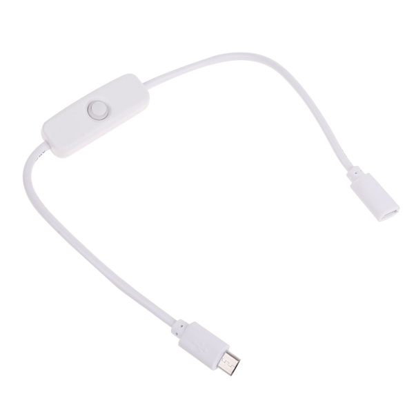 Micro USB forlængerkabel med 501 tænd/sluk-knap til Raspberry Pi 4 og Android