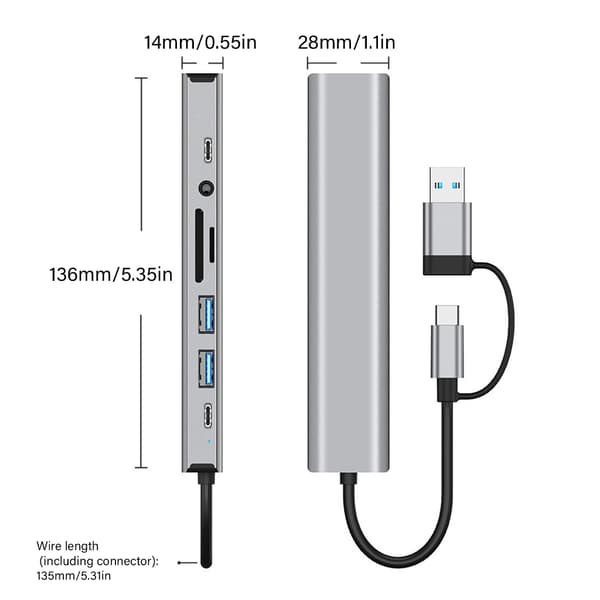 Hurtig 5 Gbps USB C-dockingstation med Ethernet-port og strømforsyning
