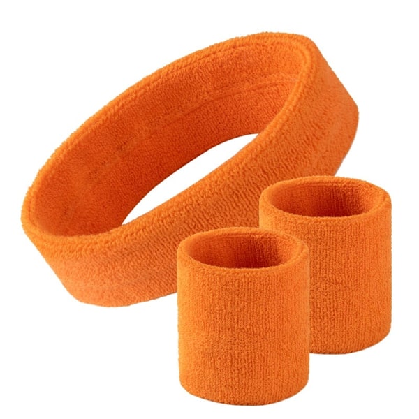 Breathable Headband Knit Powerlifting Bandage Wrist Support Fitness Brace Sets Orange