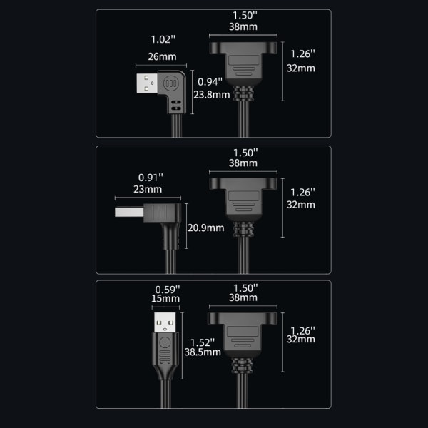 USB2.0-förlängningskabel med skruvhålspanel USB -förlängningssladd stöder laddning och höghastighetsdataöverföring Bärbar null - Down 2m