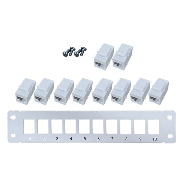 Patch Panel CAT6 10 Port 10G Support 1U Network Patch Panel UTP 19 tommer Vægmontering eller Rackmount Punch Down Block til CAT6
