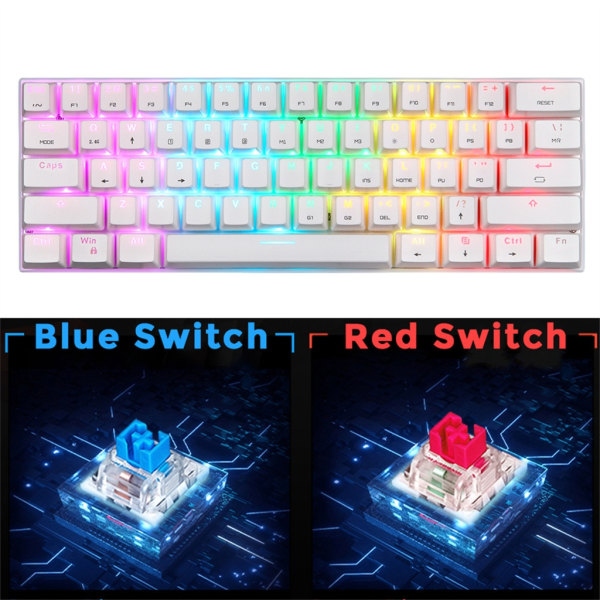 Trådlöst RGB mekaniskt tangentbord Bluetooth-kompatibelt 2,4Ghz/Wire Trippellägen Blue Switch