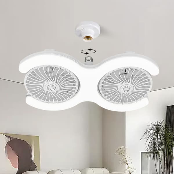 Dobbelt hoved ventilator med LED lys E27 fatning LED loftventilator lys holdbar