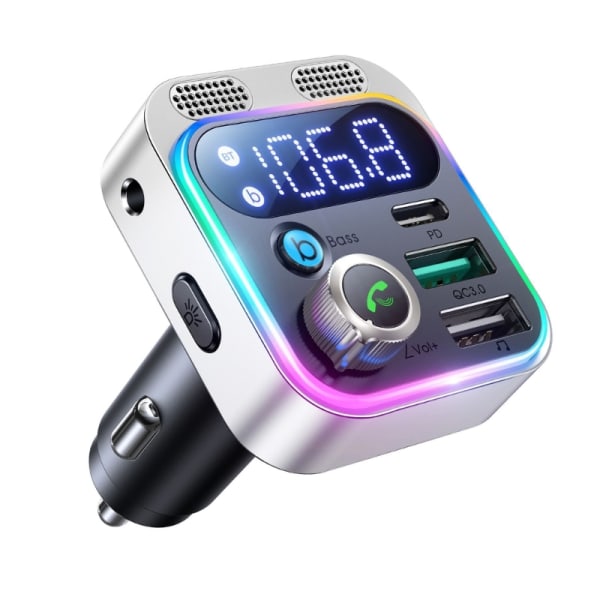 Bil MP3-afspiller USB Fast Charge FM Bluetooth-kompatibel modtager Dobbelt mikrofoner