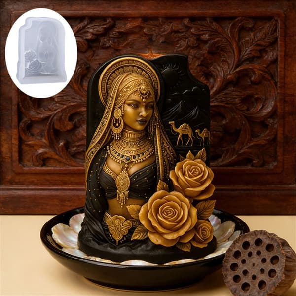 Arabisk Dame Lys Silikoneform Rose Dame Silikoneforme Til Harpiks Kunst