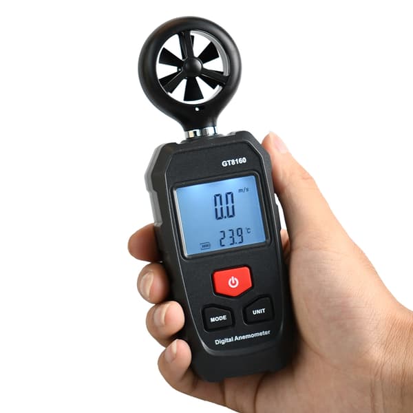 Lett håndholdt anemometer perfekt for værovervåking og VVS-testing