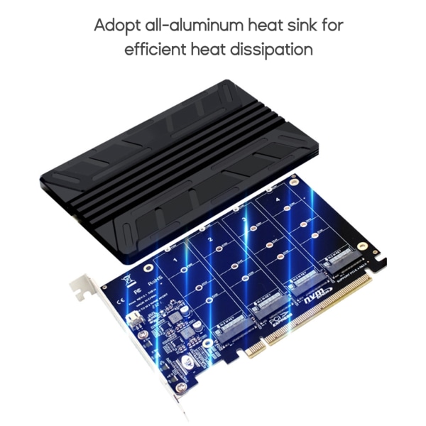 Kylardyna för NVME M2 PCIEX16 Array Expansion Adapter Board Aluminium kylfläns