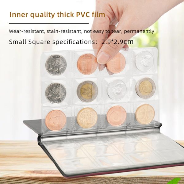 Kolikkokokoelma Albumi 120 Pocket Coin Storage Album Kolikkokokoelmakirja Red - 5