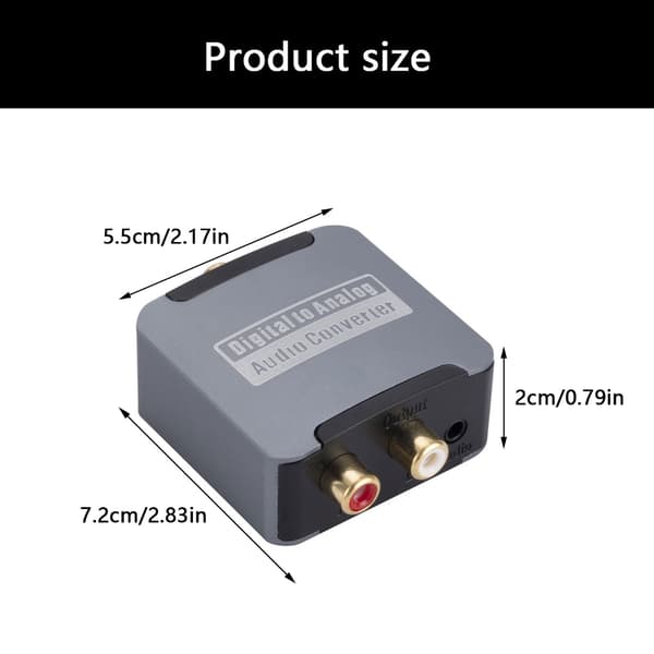 Digital til Analog Lydkonverter Digital Optisk til 3,5 mm Dekodning