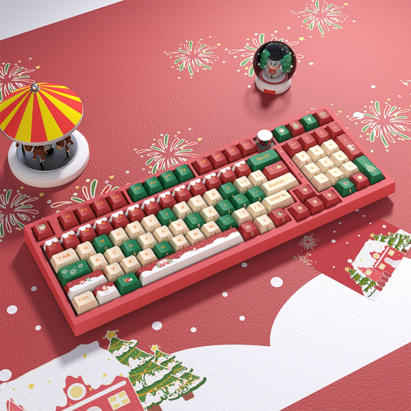 Snygga nyckelkapslar med jultema för mekaniska tangentbord Keycap 142PCS