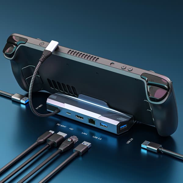 USB C Docking Løsning til SteamDeck og ROG med Flere Tilslutningsmuligheder