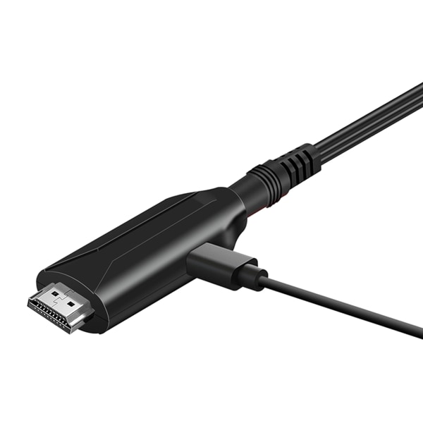 1080P omvandlingsadapterkabel HDMI-kompatibel ingång till SCART-utgång Video Audio Converter Adapter 1m för DC-kabel Svart