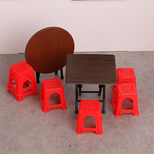 Miniatyrmöbelkollektion Hopfällbart matbord och pallar för dockhus