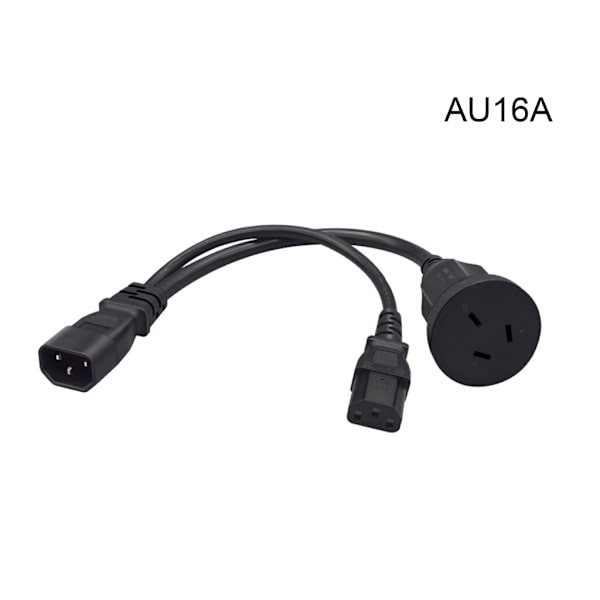 IEC320 C14 - IEC320 C13+AU10A/16A 3-reikäinen verkkovirtasovitinkaapeli, 3 liitintä uros-naaras power johdon johto