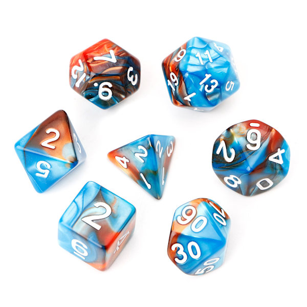 7 st/set Akryl Polyhedral Tärningar För TRPG Brädspel D4-D20 Green