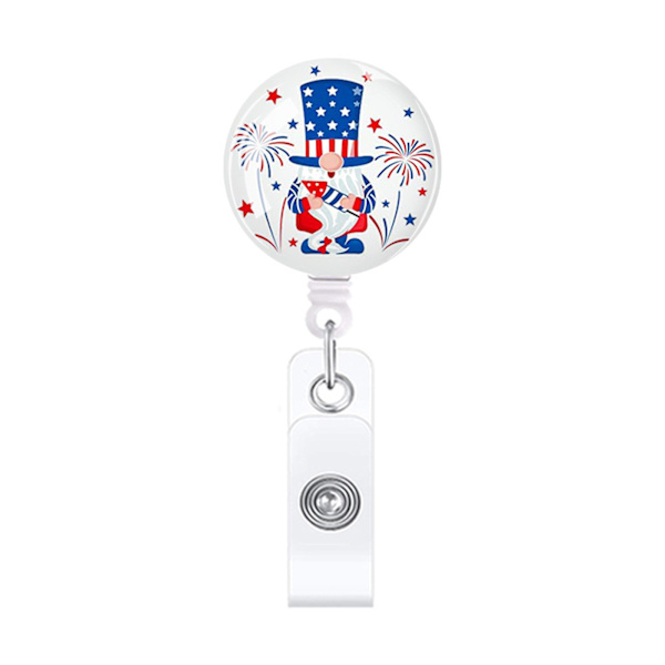 Söt Holiday Badge Rullehållare Gnomes Infällbar Badge Rule med Alligator Clip förstärkt rem för barn Kvinnor Flickor