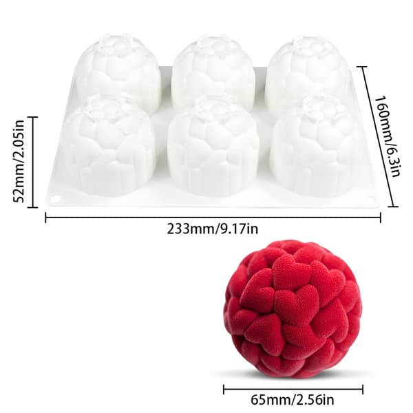 Silikone Mousse Chokoladeforme 6 Hulrum Hjerte Kugleform Bageform til Dessert