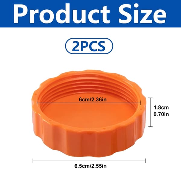 2 st poolpumpar dräneringslock gängad design passar 60 mm modeller ljusorange