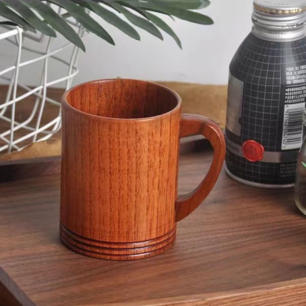 Unik Trä Vattenkopp Lätt Campingkopp Trästruktur Kaffe Mjölk Kopp
