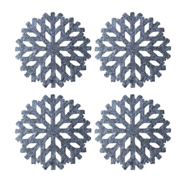 4 delar runda glasunderlägg Christmas Snowflake Coaster Bra Absorberande 4'' Cup Mats