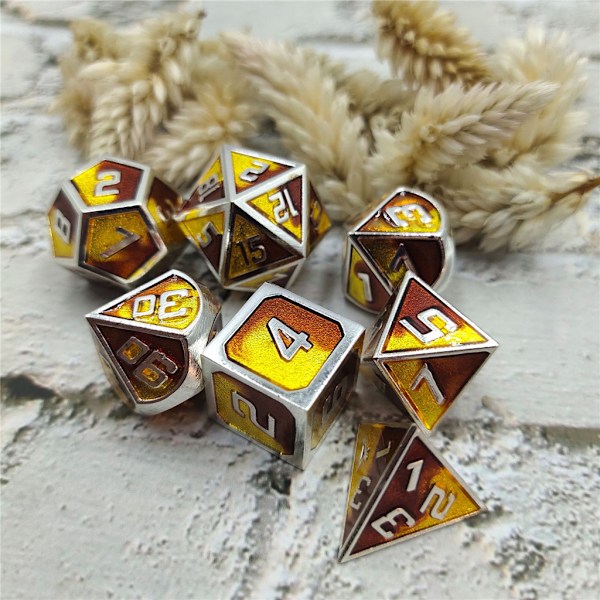 Terning Sæt Kobber Metal Polyhedral Terning Sæt-Dungeons Dragons Terning Inkluderer 7 Terninger F