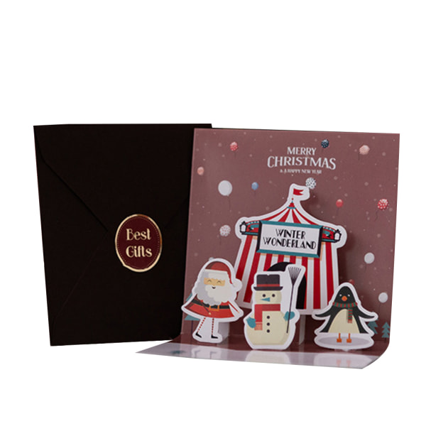 3D Pop Up -joulukortteja varten Käsintehty joululumiukko Joulupukin postikortti G