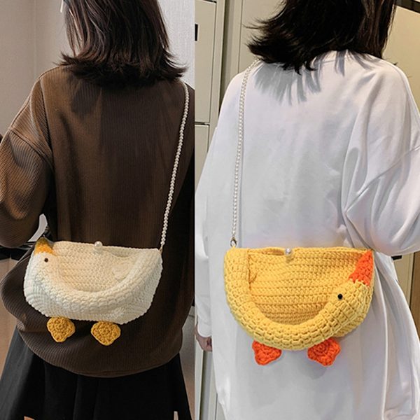 Crossbody Taske Gæs Designet Vævet Taske Tote Alsidig Trendy Taske Lady Pung White