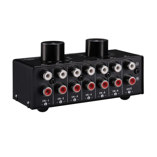 6-vägs AV Switch RCA Switcher 6 in 1 Out Composite Video L/R Audio Selector Box