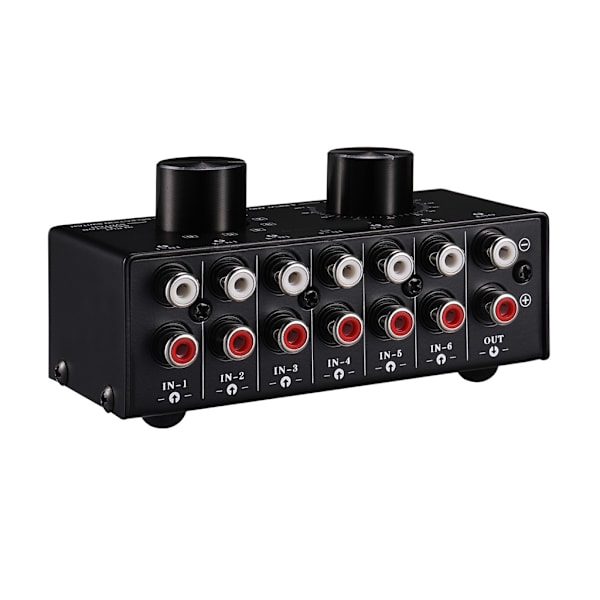 6-veis AV Switch RCA Switcher 6 i 1 ut kompositt video L/R lydvelgerboks