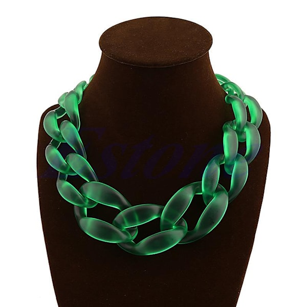 Lackingone akrylkrave Chunky Choker Statement Bib Chain halskæde vedhæng