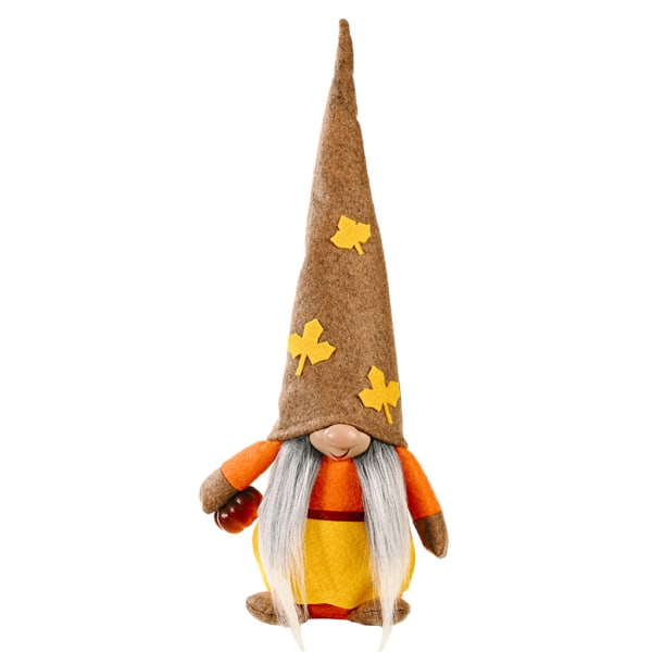 Höst Thanksgiving Gnome Lönnblad Plysch älvprydnad Handgjord svensk skandinavisk Höst Tomte Hylla Tiered Brickdekorationer null - B